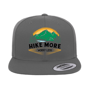 Hike More Worry Less Printed Flat Bill Cap
